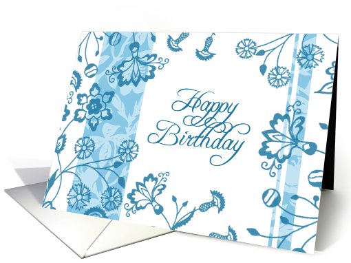 Blue Flowers Happy Birthday card (587679)