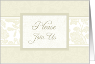 Beige Floral Dinner Party Invitation Card