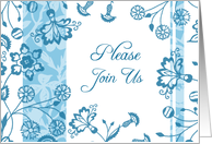 Blue Floral Invitation Card