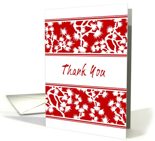 Red Floral Business Thank You card (588860)