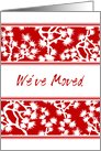 Red and White Floral We’ve Moved Card