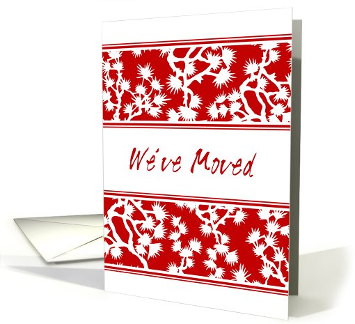 Red and White Floral Business We've Moved card (588920)