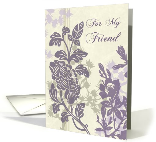 Beige and Purple Floral Friend Bridesmaid Invitation card (592073)