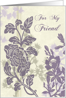 Beige and Purple Floral Friend Bridesmaid Invitation Card