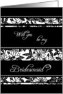 Black and White Flowers Friend Bridesmaid Invitation Card