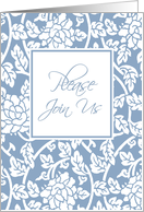Blue Floral Dinner Party Invitation Card