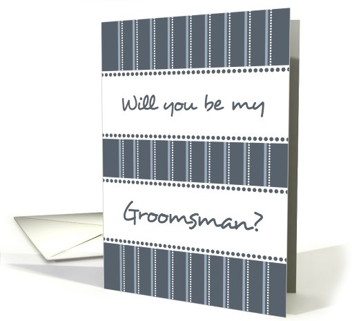 Grey and White Stripes Groomsman Invitation card (593584)