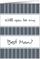 Grey and White Stripes Best Man Invitation Card