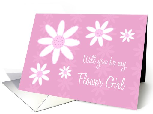 Pink Flowers Will you be my Flower Girl Niece card (595060)