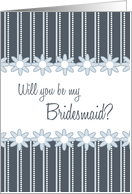 Grey Stripes Friend Bridesmaid Invitation Card