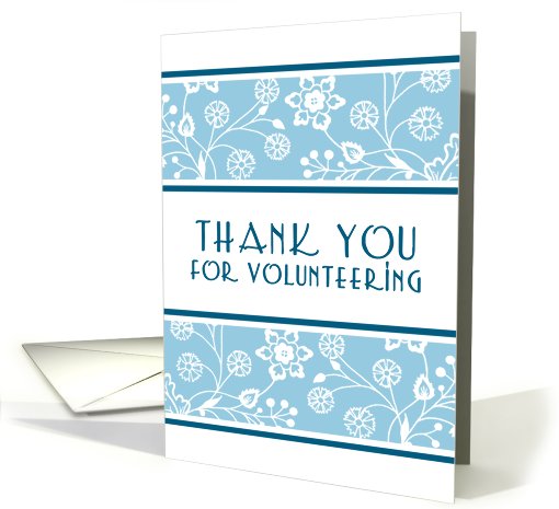 Blue Floral Thank You Volunteer card (596941)