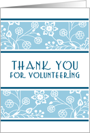 Blue Floral Thank You Volunteer Card