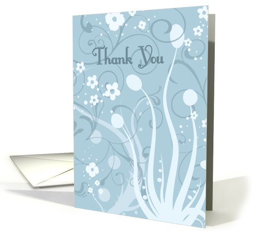Blue Floral Thank You for Thoughtfulness card (597366)