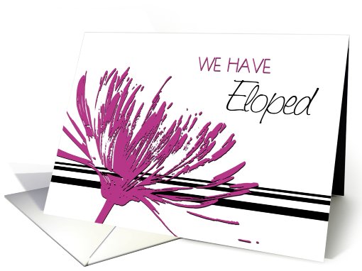Pink and Black Flower We've Eloped Announcement card (598411)