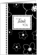 Black and White Flowers Thank You Maid of Honor Card