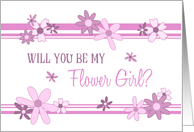 Pink Flowers Flower Girl Invitation Card