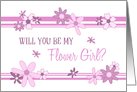 Flower Girl Invitation, Granddaughter, pink flowers card