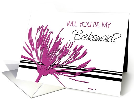 Bridesmaid Invitation, Friend, pink & Black flower card (599195)