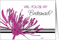 Bridesmaid Invitation, Friend, pink & Black flower card