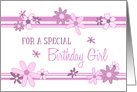 Birthday for Girl, pink flowers card