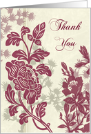 Burgundy Floral Matron of Honor Thank You Card