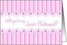 Pink Stripes Cousin Junior Bridesmaid Invitation Card