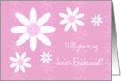 Pink Flowers Sister Junior Bridesmaid Invitation Card