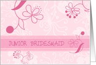 Pink Flowers Step Daughter Thank You Junior Bridesmaid Card