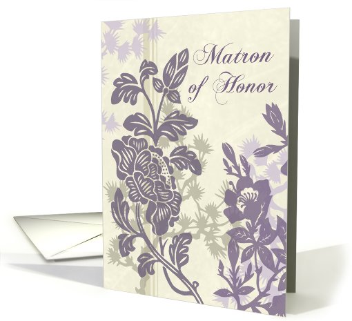 Purple and Beige Floral Best Friend Matron of Honor Invitation card