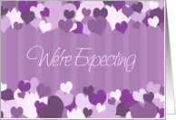 Purple Hearts Girl We’re Expecting Announcement Card