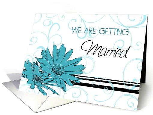 Turquoise Floral Engagement Party Invitation card (602096)
