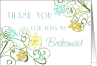 Garden Flowers Thank You Bridesmaid Card