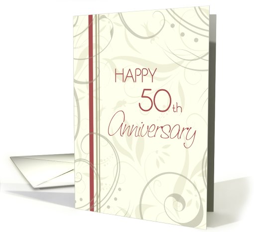 Red and Beige Happy 50th Anniversary card (602241)