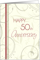 Red and Beige Happy 50th Anniversary Card