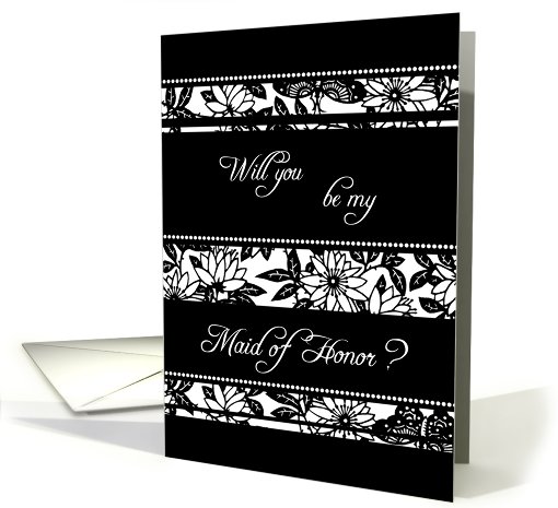 Black and White Flowers Maid of Honor Invitation card (602448)