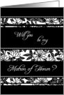 Black and White Flowers Best Friend Matron of Honor Invitation Card