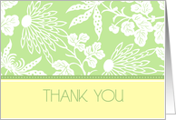 Green Floral Thank You Card