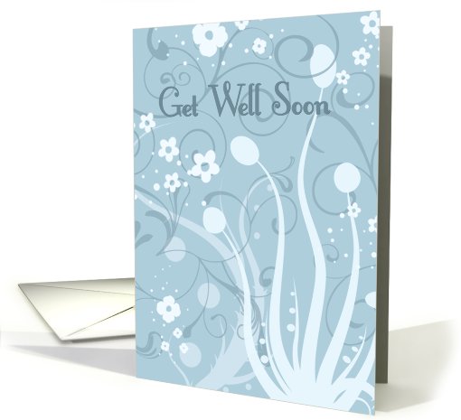 Blue Floral From All of Us Get Well Soon card (603970)
