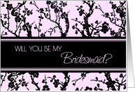 Pink Black Blossoms Friend Bridesmaid Invitation Card