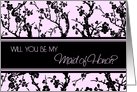 Pink Black Blossoms Sister Maid of Honor Invitation Card
