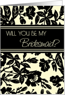 Yellow Black Floral Friend Bridesmaid Invitation Card