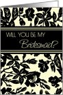 Yellow Black Floral Friend Bridesmaid Invitation Card