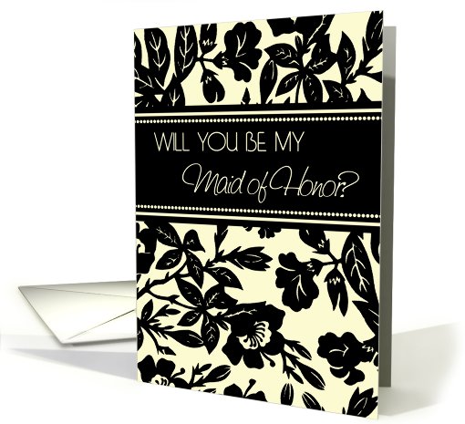 Yellow Black Floral Maid of Honor Invitation card (604722)