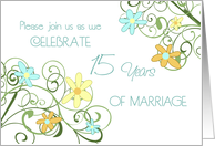 Garden Flowers 15th Anniversary Party Invitation Card