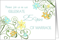 Garden Flowers 25th Anniversary Party Invitation Card