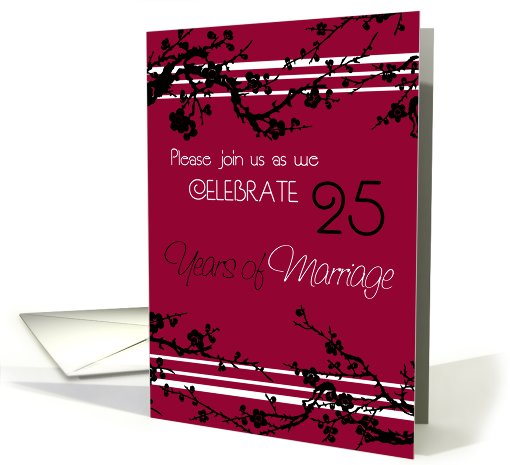 Red Floral 25th Anniversary Party Invitation card (605456)