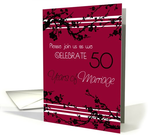 Red Floral 50th Anniversary Party Invitation card (605457)