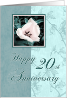 Green Floral 20th Happy Anniversary Card