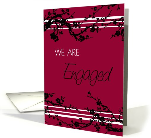 Red Floral Engagement Announcement card (607293)
