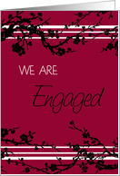 Red Floral Engagement Announcement Card